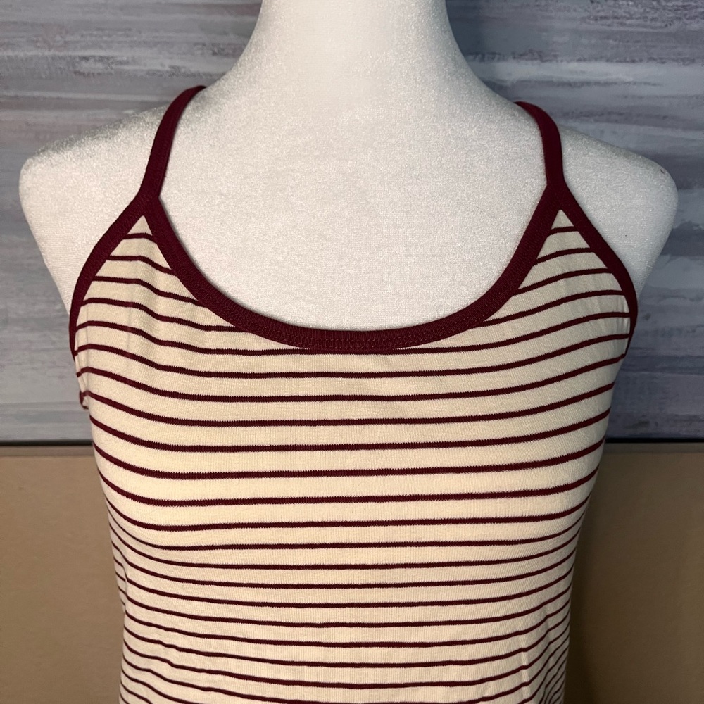 Striped Tank Top with Burgundy Trim